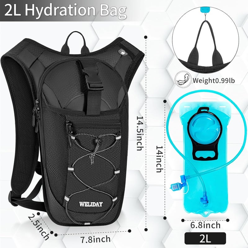 WELIDAY Hydration Backpack with 2L Water Bladder, Lightweight Hydro Pack for Cycling, Running, Hiking, Climbing - Image 2
